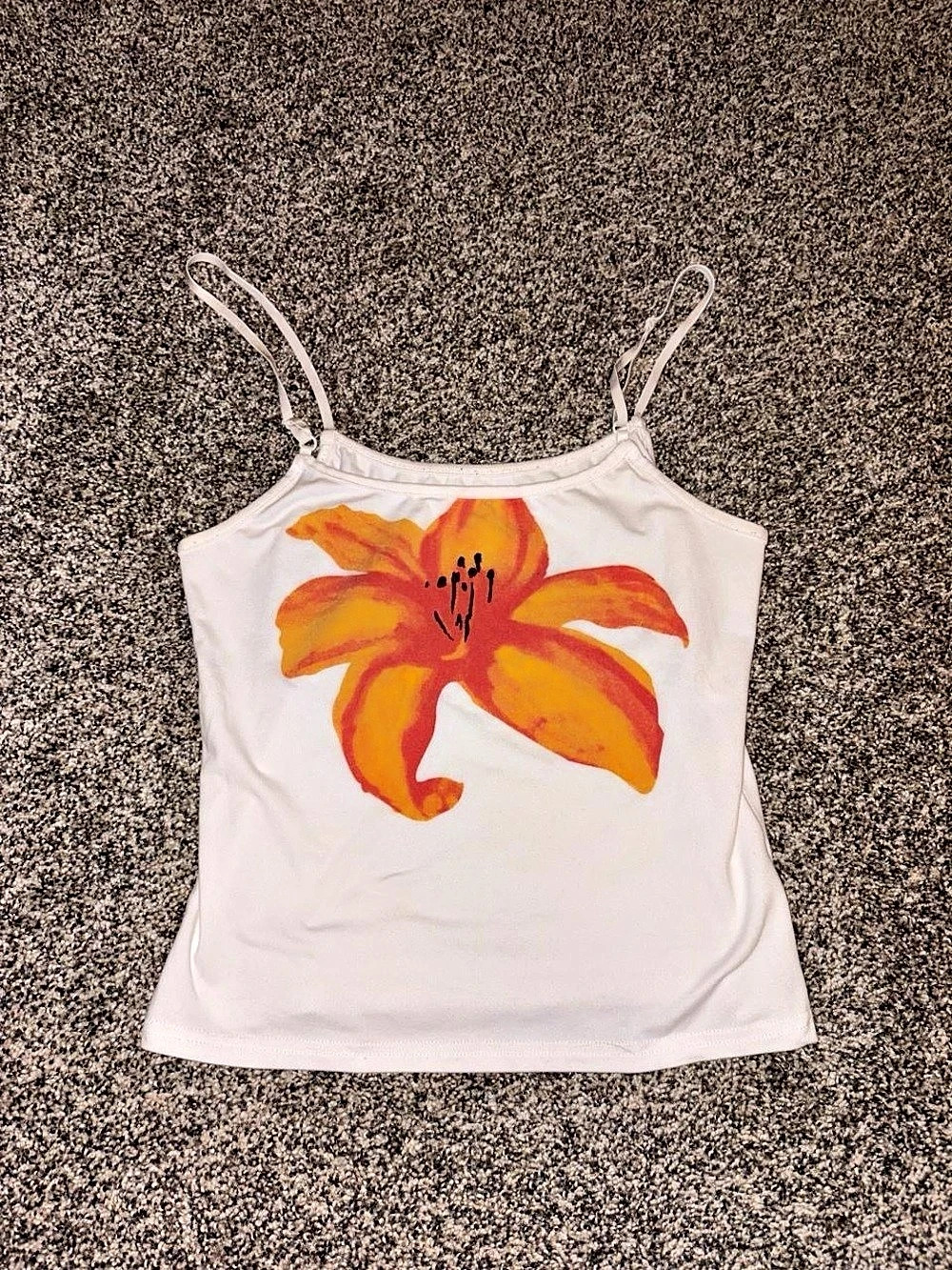 Y2K Style Cami Top With Lilly Floral Design